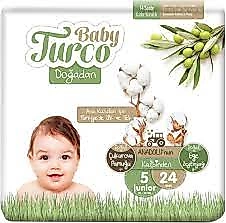 Baby Turco Doğadan 5 Numara Junior 24'lü Bebek Bezi 5Lİ KOLİ